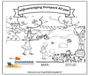 tekening kleurwedstrijd wijkvereniging Duinpark